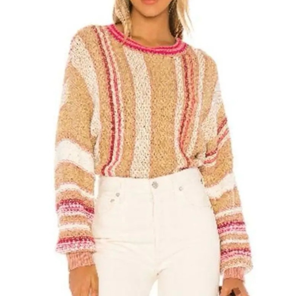 Free People Y2K Earthtone Show Me Love Dolman Sleeve Pullover Sweater Size XS